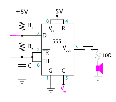 555 timer astable oscillator with a modulation input connected to the control pin