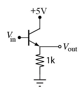 NPN emitter follower with collector at 5 volts and output at emitter