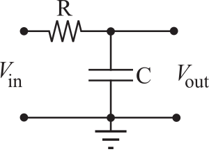 Series resistor and shunt capacitor RC low-pass circuit
