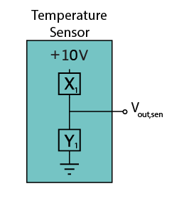 Thermistor divider followed by an operational amplifier buffer