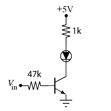 NPN low-side transistor switch driving an LED
